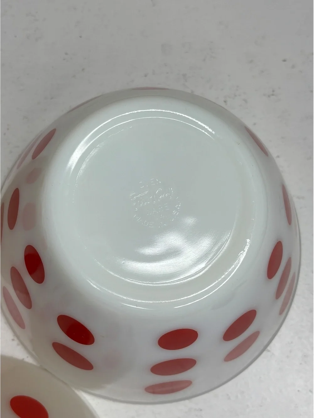 Vintage Fire King Red Polk Dot Milk Glass Oven Ware Mixing Bowl Set of 3